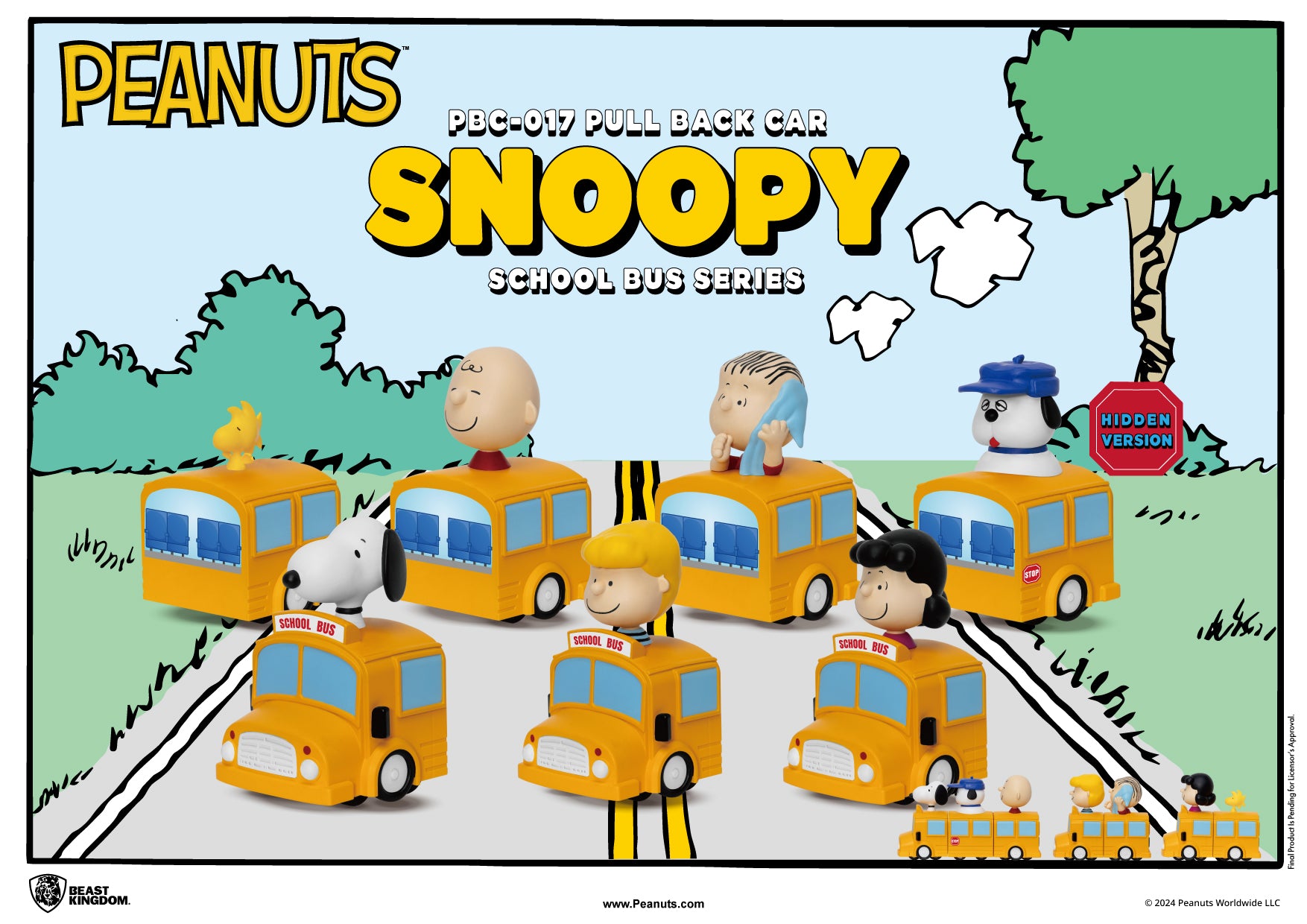 PBC-017 Snoopy School Bus Series Pull Back Car Blind Box Set(6pcs)