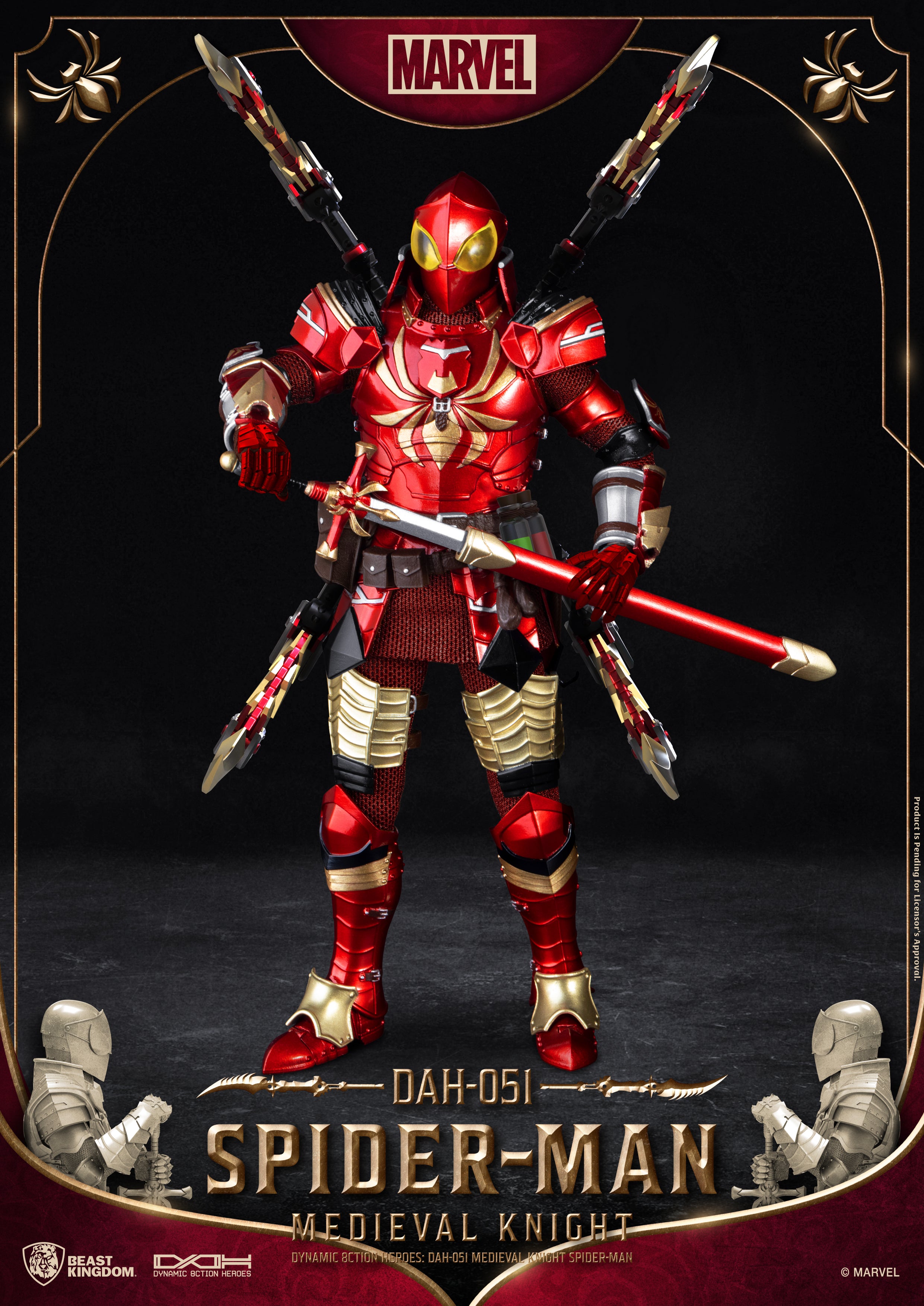 Beast Kingdom DAH-051 Medieval Knight Spider-Man 1:9 Scale Dynamic 8ction Heroes Action Figure