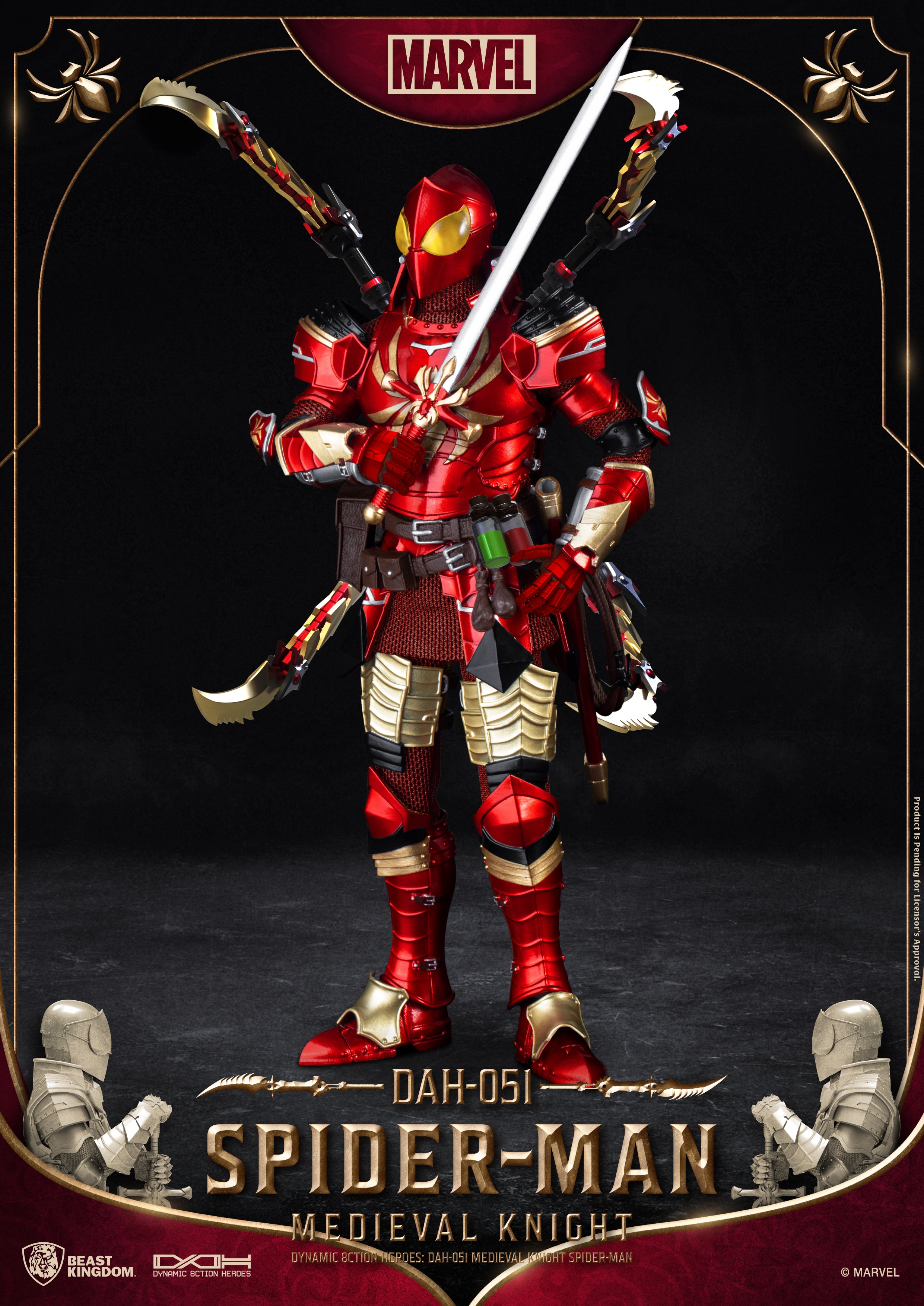 Beast Kingdom DAH-051 Medieval Knight Spider-Man 1:9 Scale Dynamic 8ction Heroes Action Figure