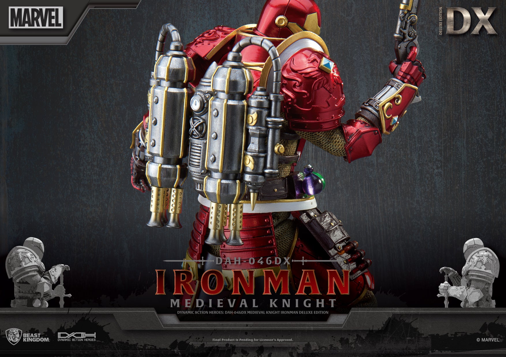 Beast Kingdom DAH-046DX Marvel Iron Man: Medieval Knight Dynamic 8ction Heroes Action Figure (Deluxe Version)