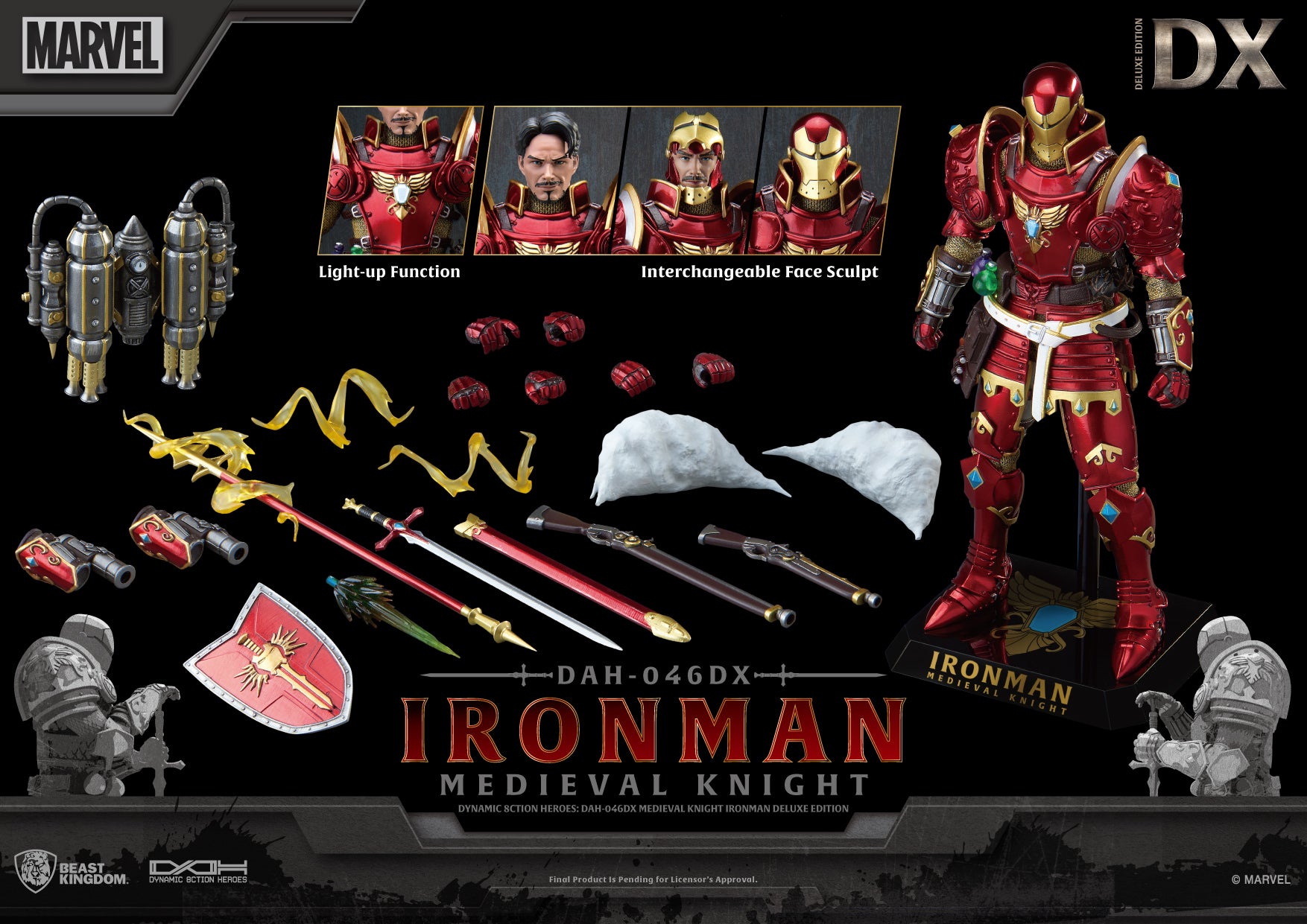 Beast Kingdom DAH-046DX Marvel Iron Man: Medieval Knight Dynamic 8ction Heroes Action Figure (Deluxe Version)