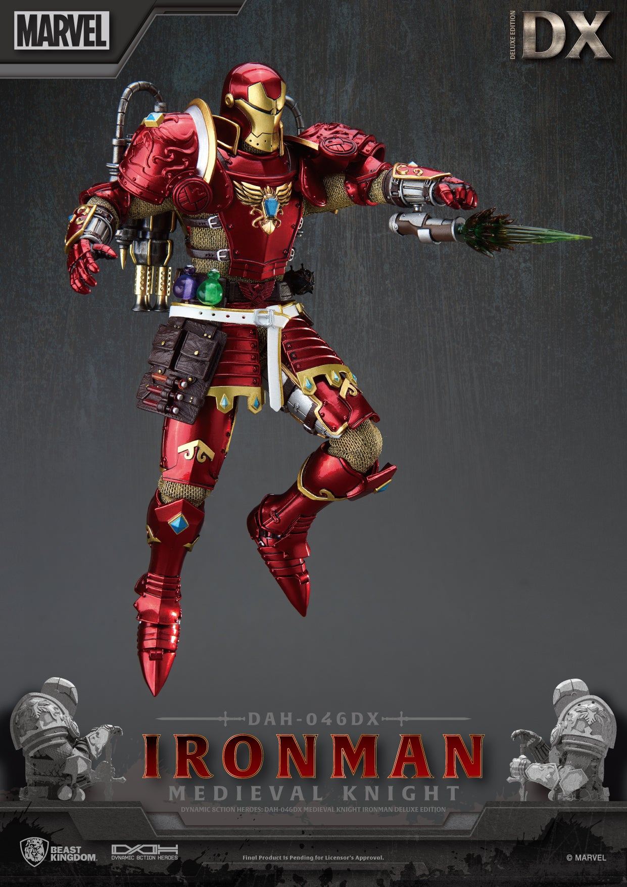 Beast Kingdom DAH-046DX Marvel Iron Man: Medieval Knight Dynamic 8ction Heroes Action Figure (Deluxe Version)