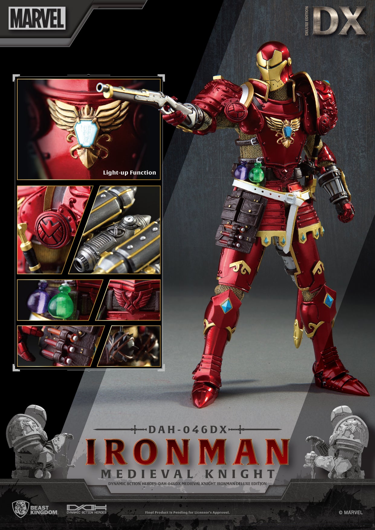 Beast Kingdom DAH-046DX Marvel Iron Man: Medieval Knight Dynamic 8ction Heroes Action Figure (Deluxe Version)