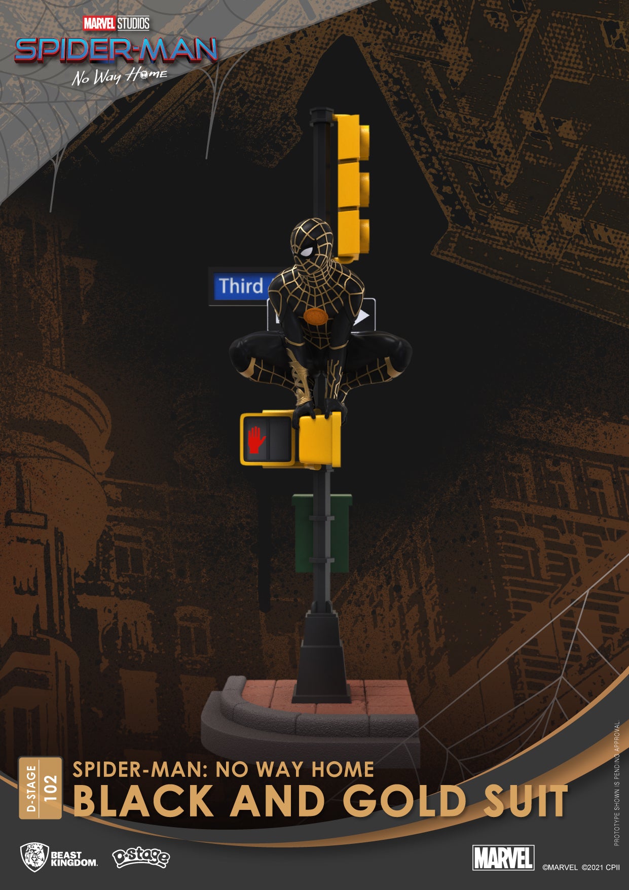 Beast Kingdom DS-102 Marvel Spider-Man: No Way Home Black and Gold Suit Diorama Stage D-Stage Figure Statue