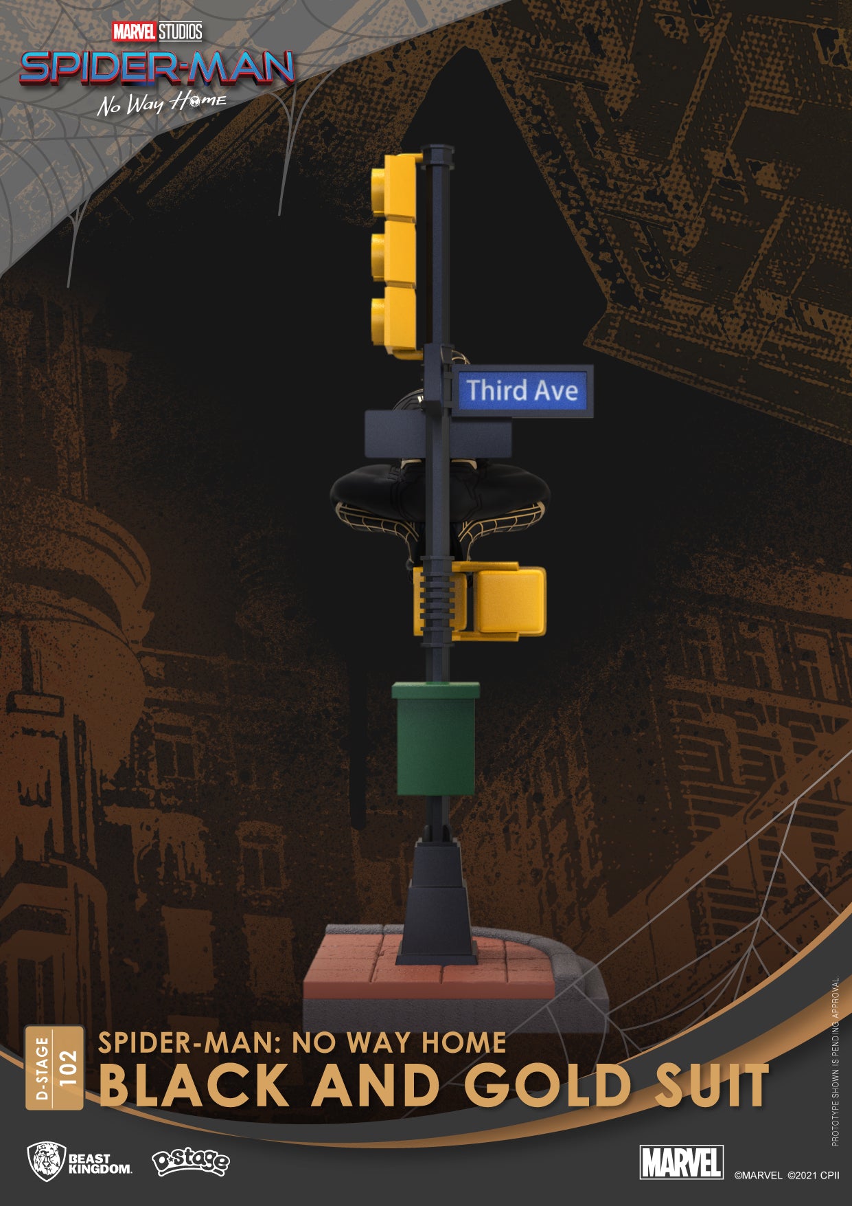 Beast Kingdom DS-102 Marvel Spider-Man: No Way Home Black and Gold Suit Diorama Stage D-Stage Figure Statue