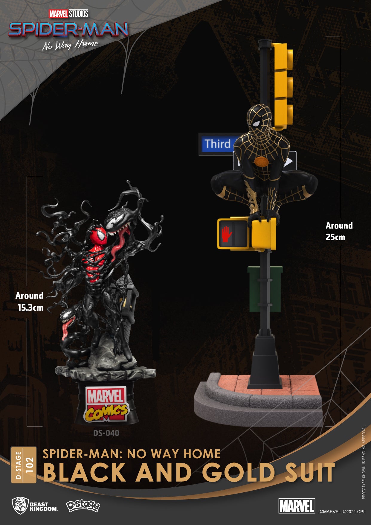 Beast Kingdom DS-102 Marvel Spider-Man: No Way Home Black and Gold Suit Diorama Stage D-Stage Figure Statue