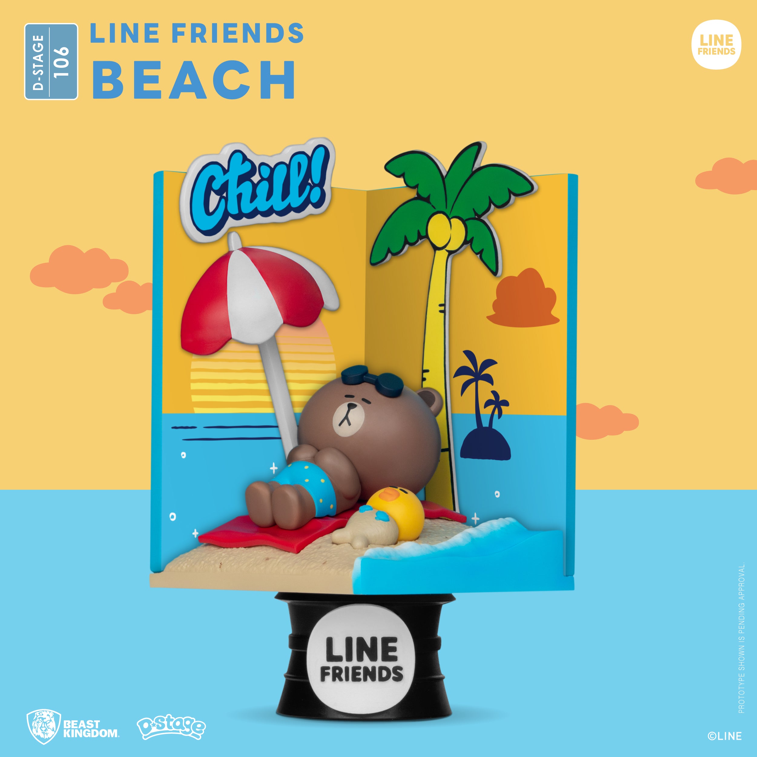 Beast Kingdom DS-106 Line Friends - Beach Diorama Stage D-Stage Figure Statue