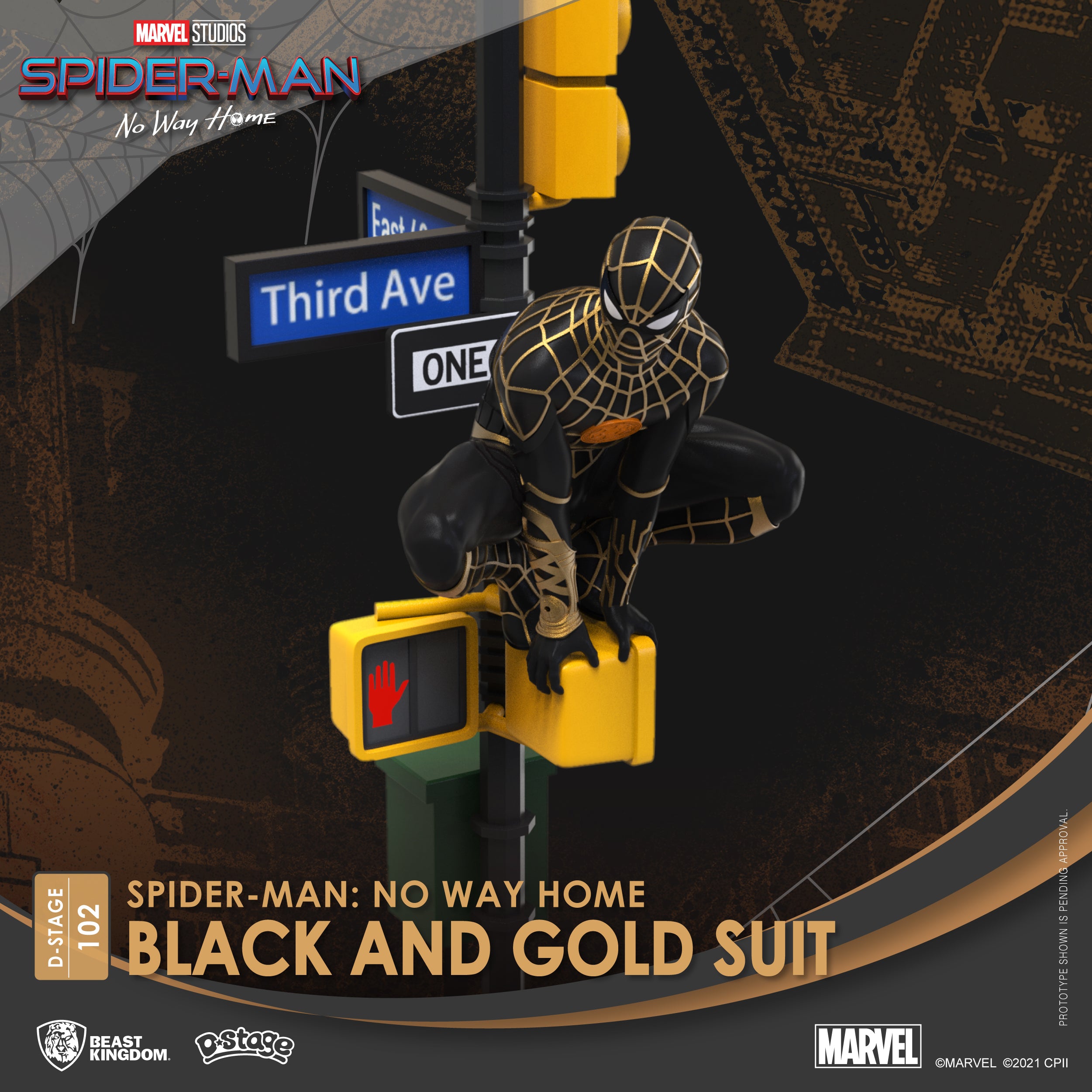 Beast Kingdom DS-102 Marvel Spider-Man: No Way Home Black and Gold Suit Diorama Stage D-Stage Figure Statue