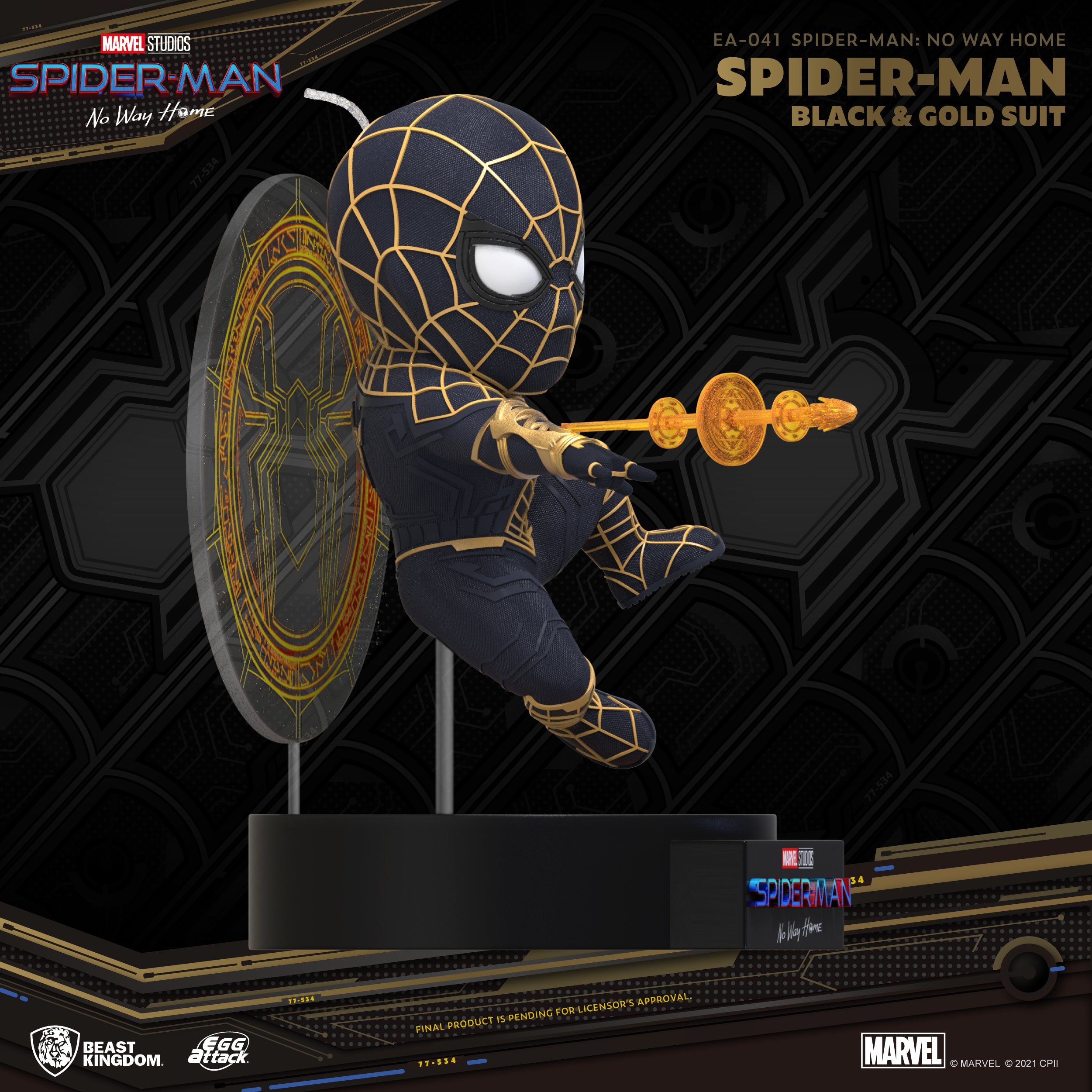 Beast Kingdom EA-041 Marvel Spider-Man: No Way Home Spider-Man Black & Gold Suit Egg Attack Figure
