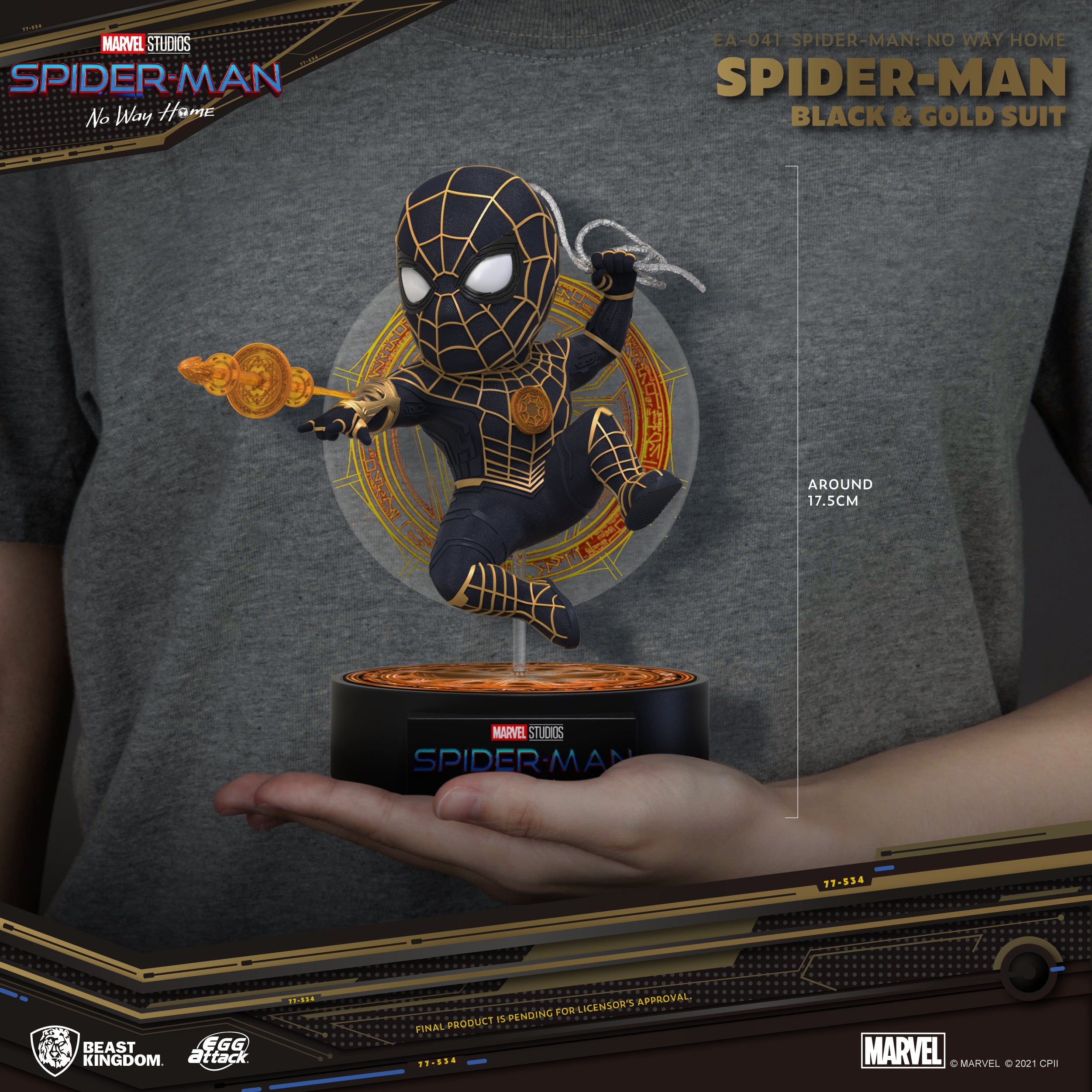 Beast Kingdom EA-041 Marvel Spider-Man: No Way Home Spider-Man Black & Gold Suit Egg Attack Figure