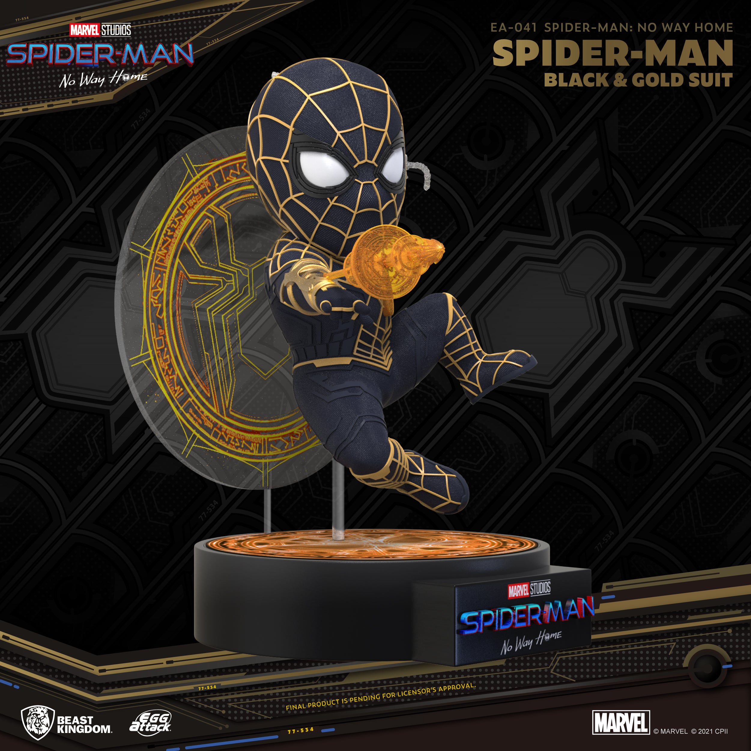 Beast Kingdom EA-041 Marvel Spider-Man: No Way Home Spider-Man Black & Gold Suit Egg Attack Figure