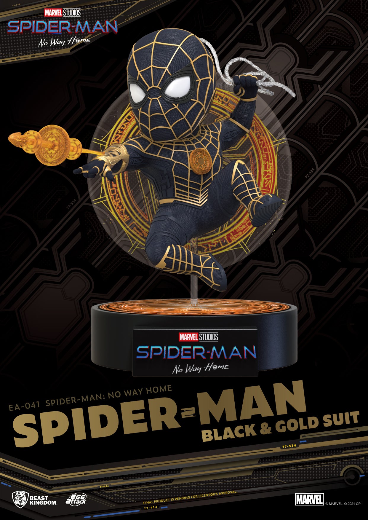 Beast Kingdom EA-041 Marvel Spider-Man: No Way Home Spider-Man Black & Gold Suit Egg Attack Figure