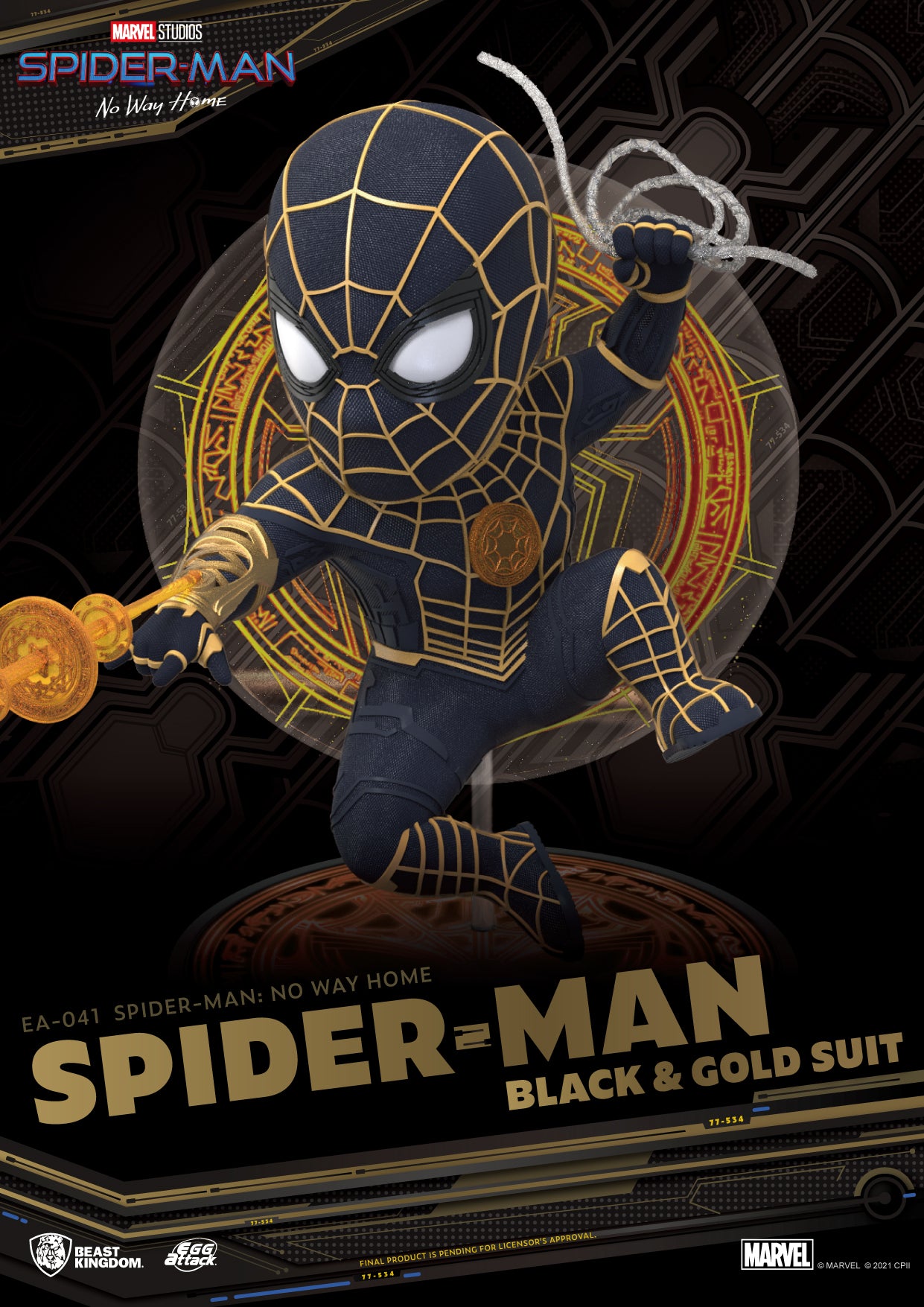 Beast Kingdom EA-041 Marvel Spider-Man: No Way Home Spider-Man Black & Gold Suit Egg Attack Figure