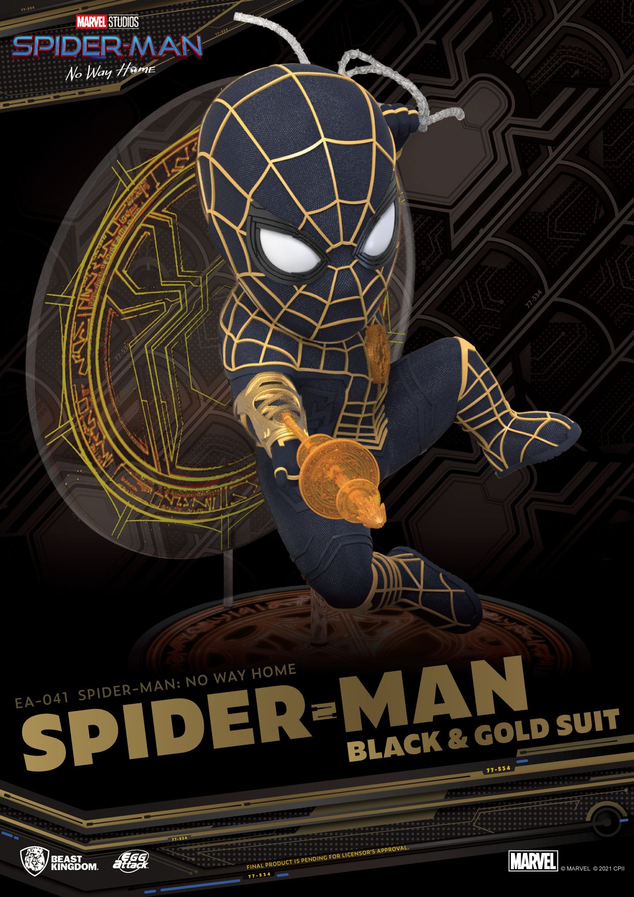 Beast Kingdom EA-041 Marvel Spider-Man: No Way Home Spider-Man Black & Gold Suit Egg Attack Figure