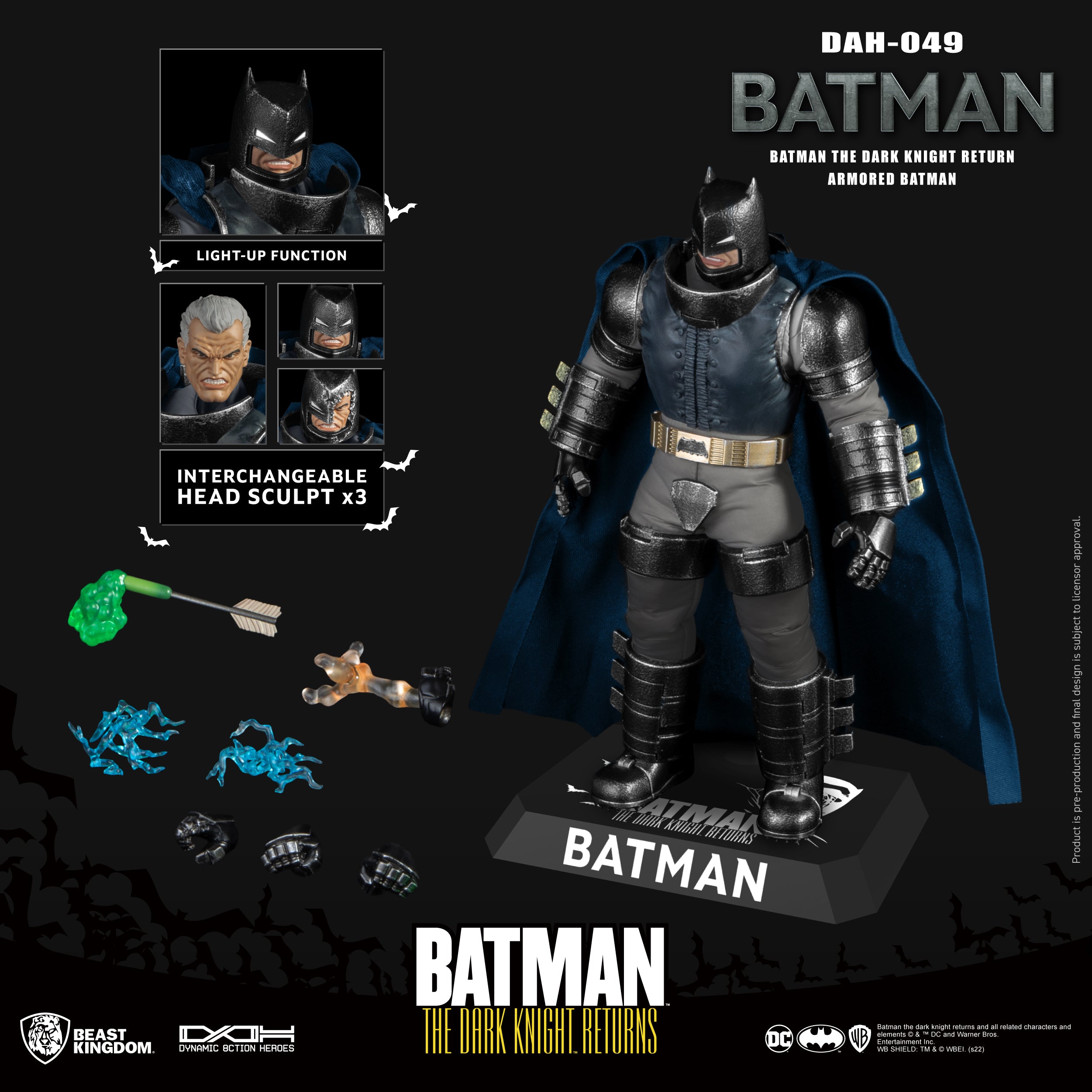 Beast Kingdom DAH-049 DC Batman : The Dark Knight Returns Armored Batman 1:9 Scale Dynamic 8ction Heroes Action Figure