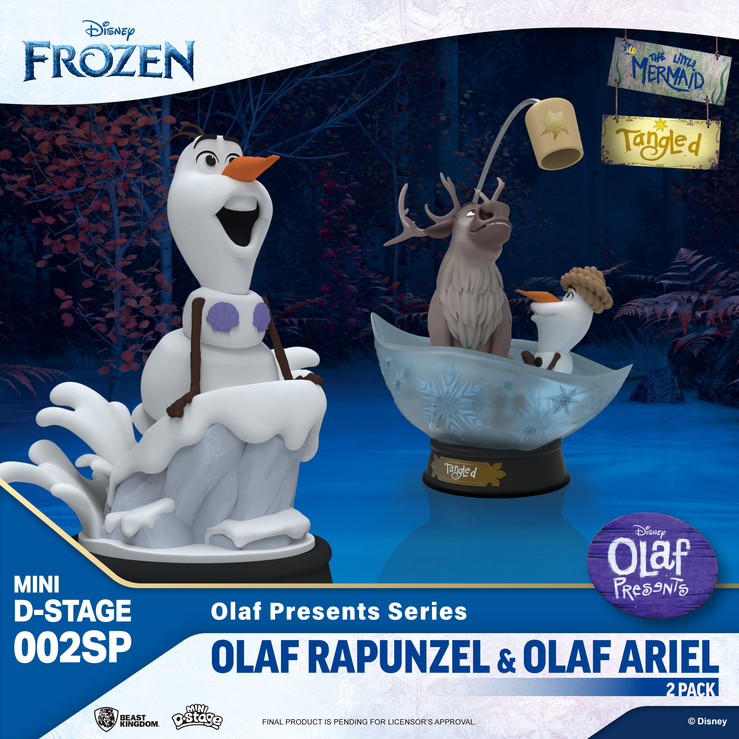Beast Kingdom MDS-002SP Olaf Presents Series - Olaf Rapunzel & Ariel 2 Pack Mini Diorama Stage Figure Statue