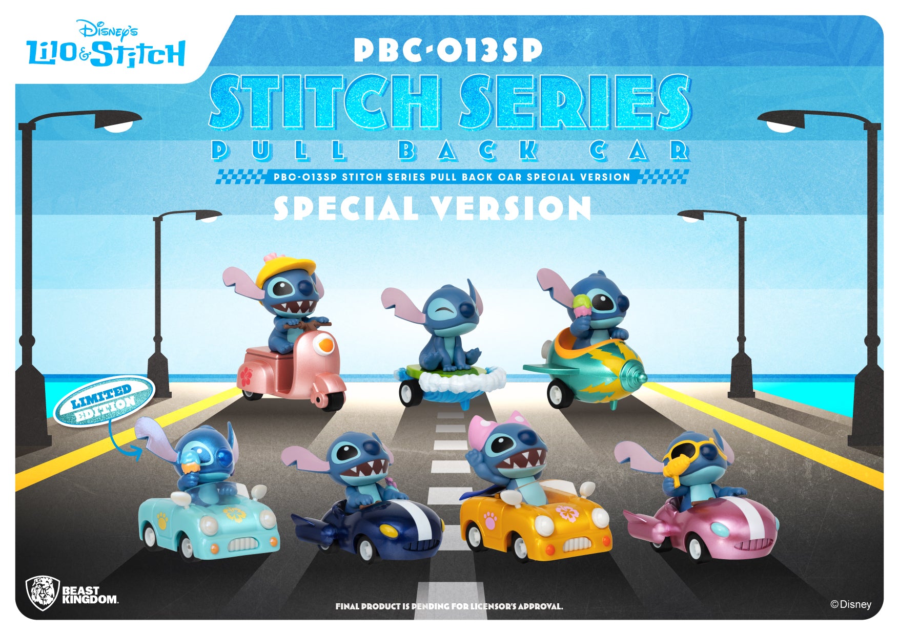 Beast Kingdom PBC-013SP Stitch Series Pull Back Car Special Version Blind box Set(6pcs)