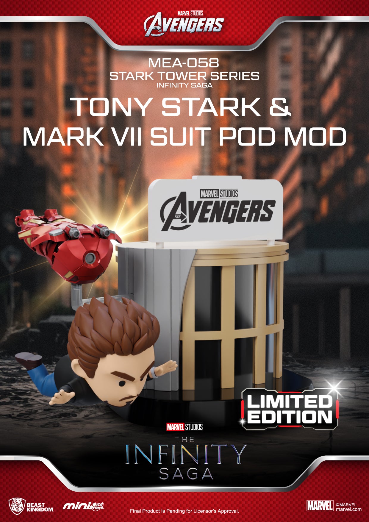 Beast Kingdom MEA-058 The Infinity Saga Stark Tower Series Tony Stark & Mark VII Suit Pod Mod Mini Egg Attack