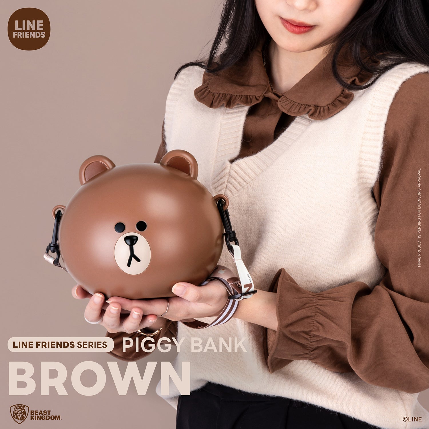 Beast Kingdom Line Friends Series Piggy Bank Brown