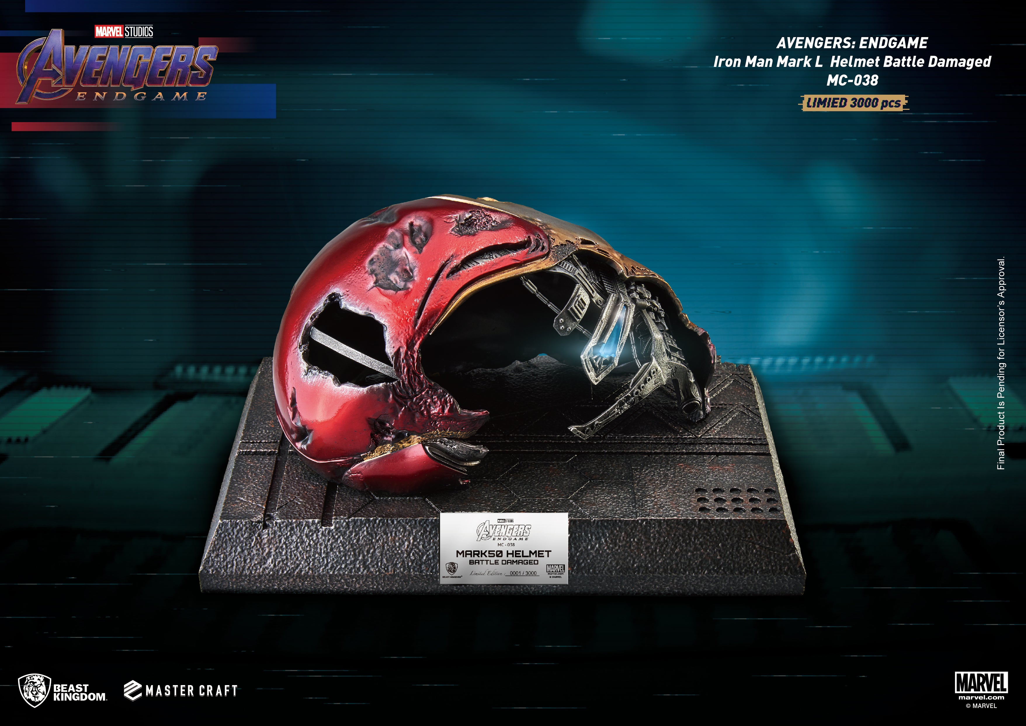 LIMITED 3 000 PIECES Beast Kingdom MC 038 Marvel Avengers Endgame Iron Man Mark 50 Helmet Battle Damaged Master Craft Figure Statue