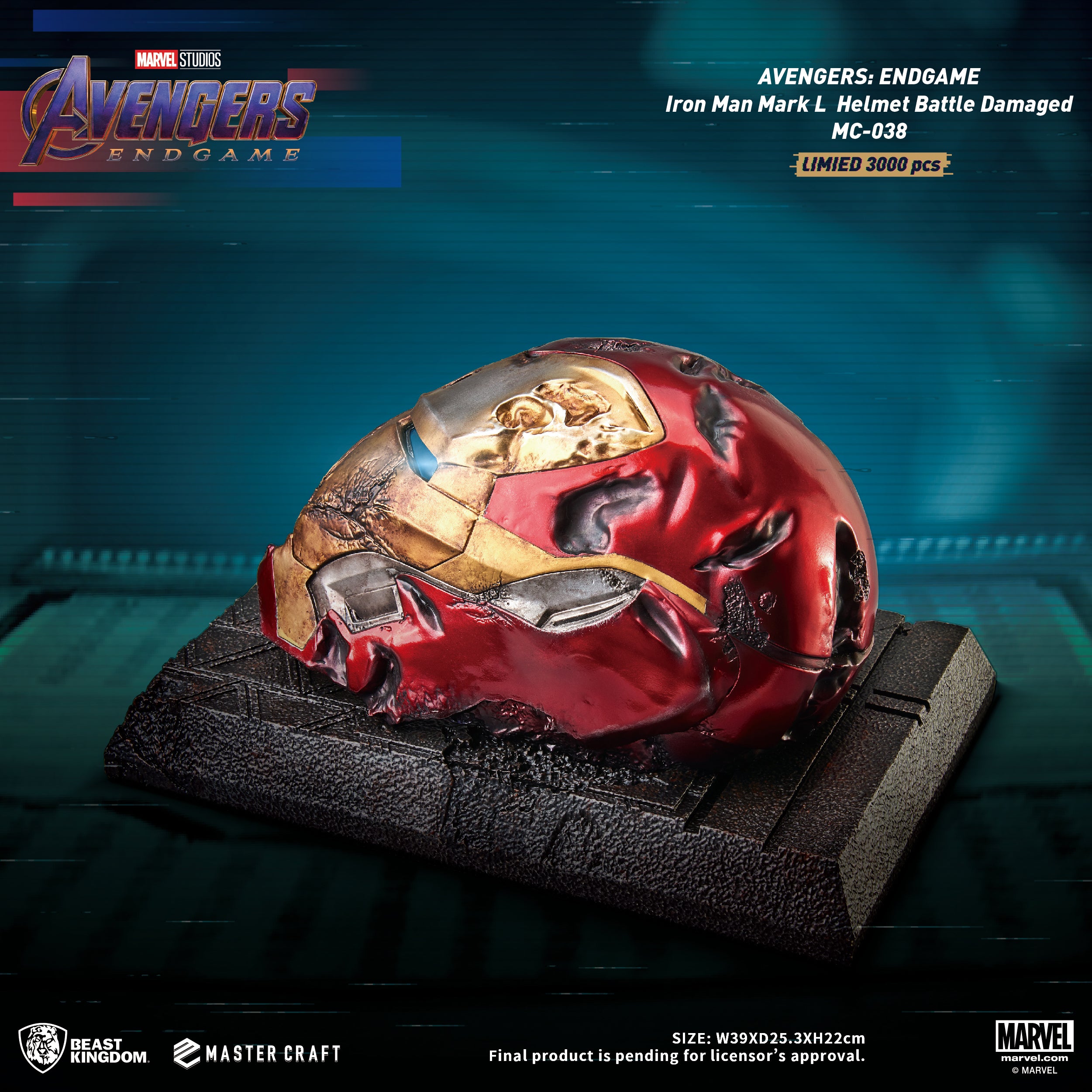 [LIMITED 3,000 PIECES] Beast Kingdom MC-038 Marvel Avengers: Endgame Iron Man Mark 50 Helmet Battle Damaged Master Craft Figure Statue