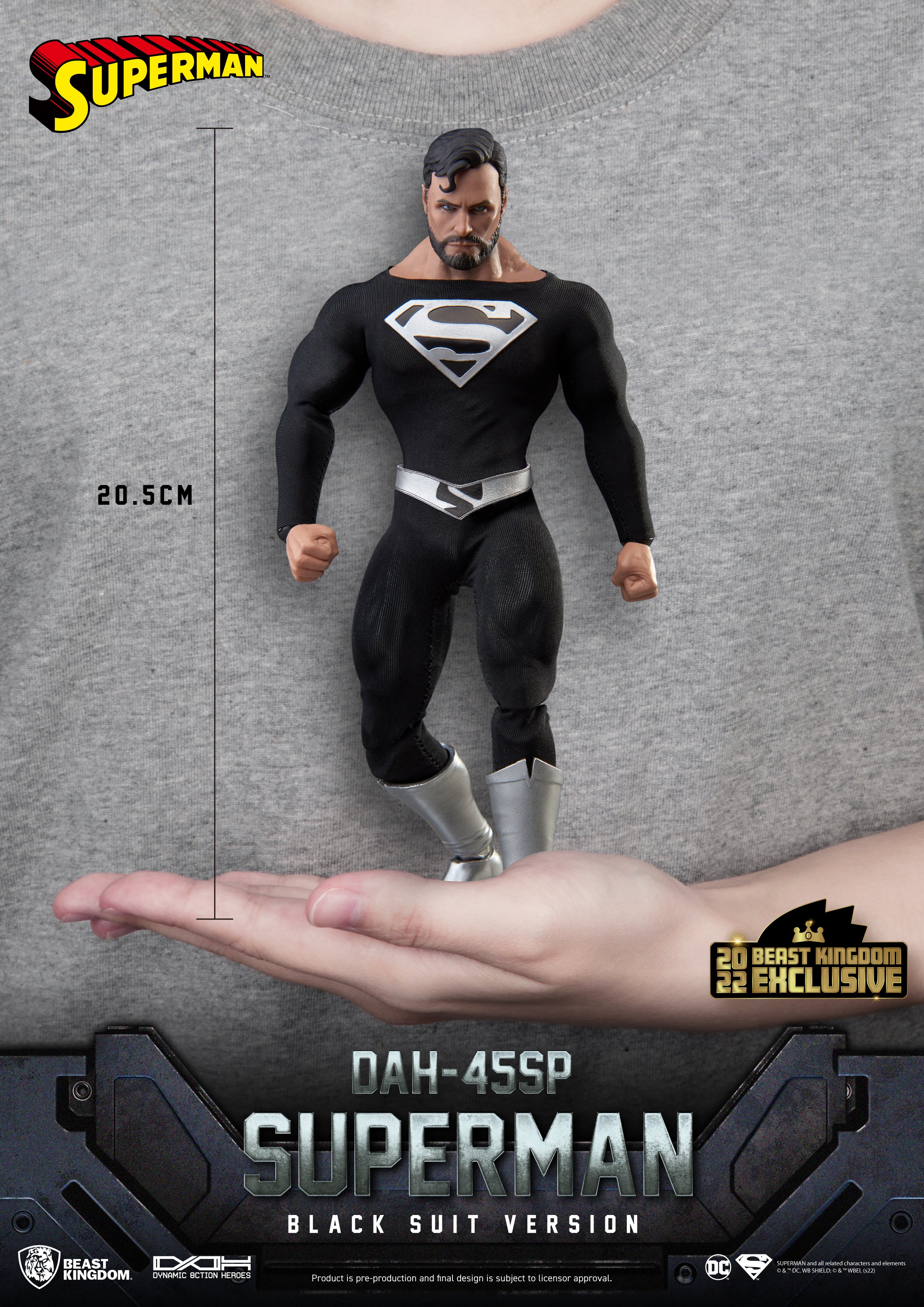 Beast Kingdom DAH-045SP WARNER BROS DC COMICS Superman Black Suit 1:9 Scale Dynamic 8ction Heroes Action Figure