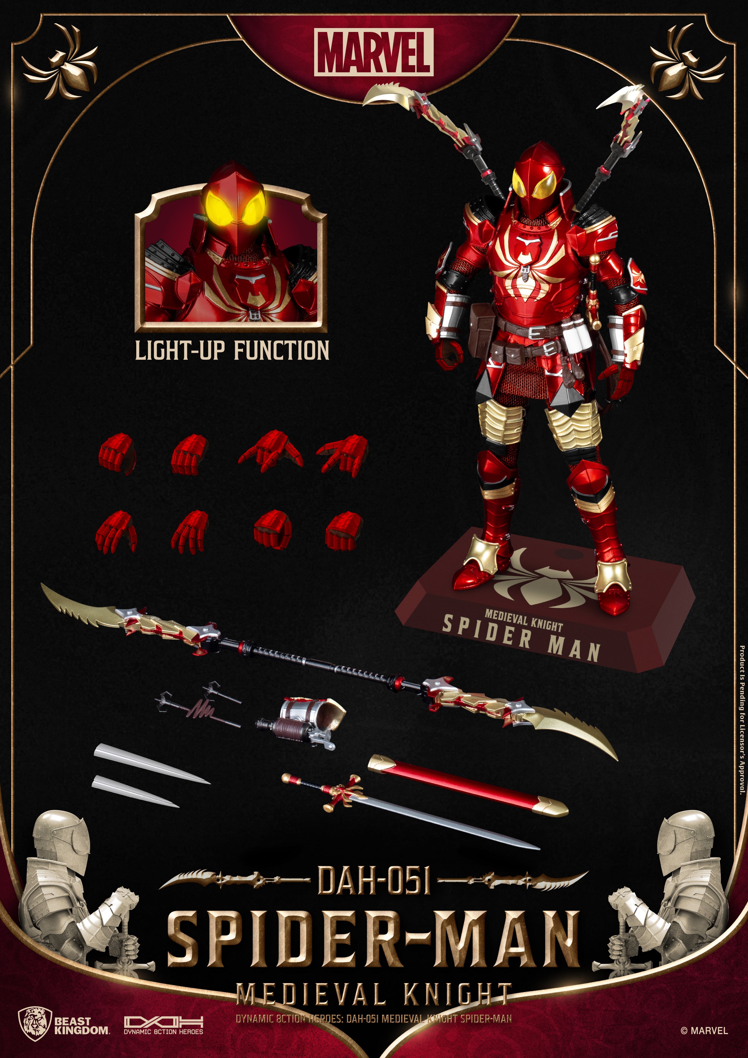 Beast Kingdom DAH-051 Medieval Knight Spider-Man 1:9 Scale Dynamic 8ction Heroes Action Figure