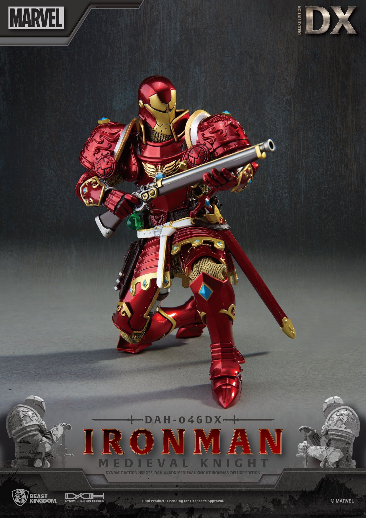 Beast Kingdom DAH-046DX Marvel Iron Man: Medieval Knight Dynamic 8ction Heroes Action Figure (Deluxe Version)