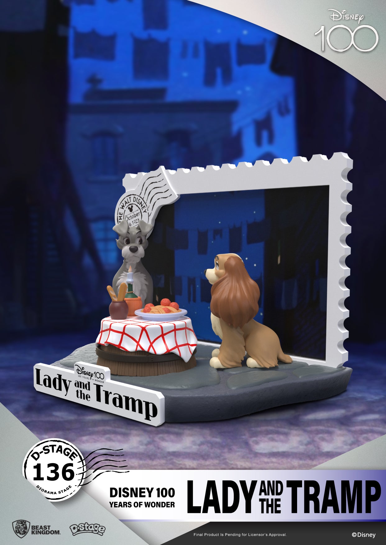 Beast Kingdom DS-136 Disney 100 Years of Wonder-Lady And The Tramp Diorama Stage D-Stage Figure Statue