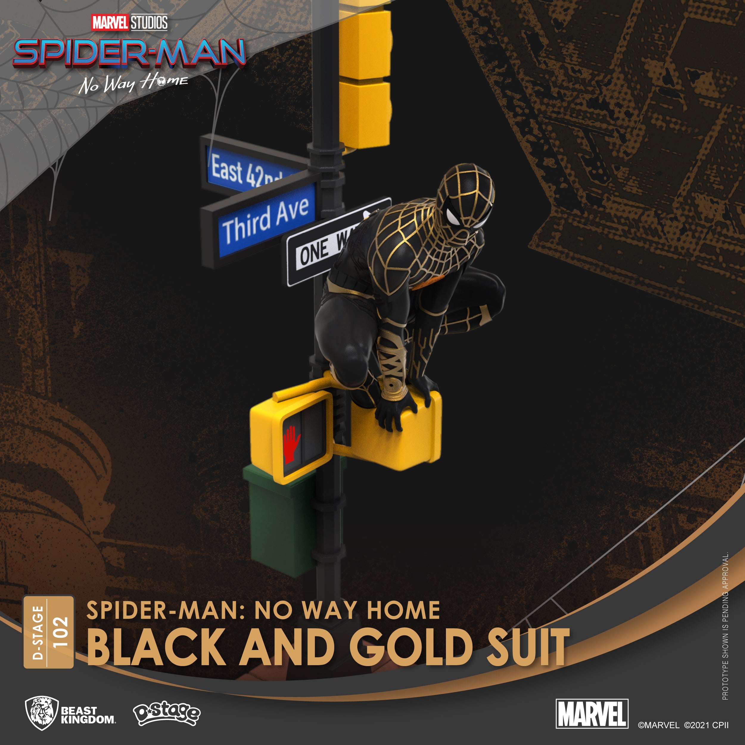 Beast Kingdom DS-102 Marvel Spider-Man: No Way Home Black and Gold Suit Diorama Stage D-Stage Figure Statue