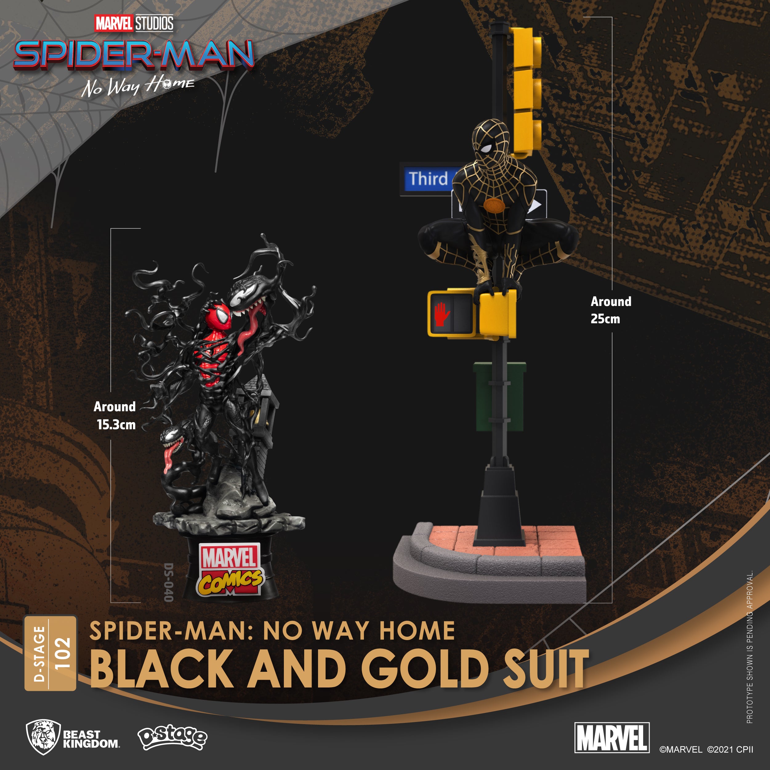 Beast Kingdom DS-102 Marvel Spider-Man: No Way Home Black and Gold Suit Diorama Stage D-Stage Figure Statue