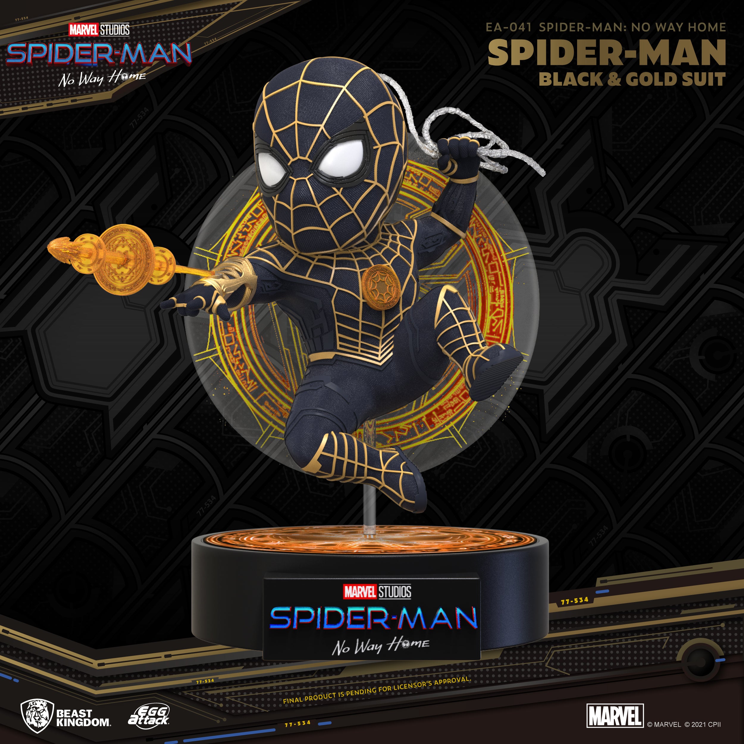 Beast Kingdom EA-041 Marvel Spider-Man: No Way Home Spider-Man Black & Gold Suit Egg Attack Figure