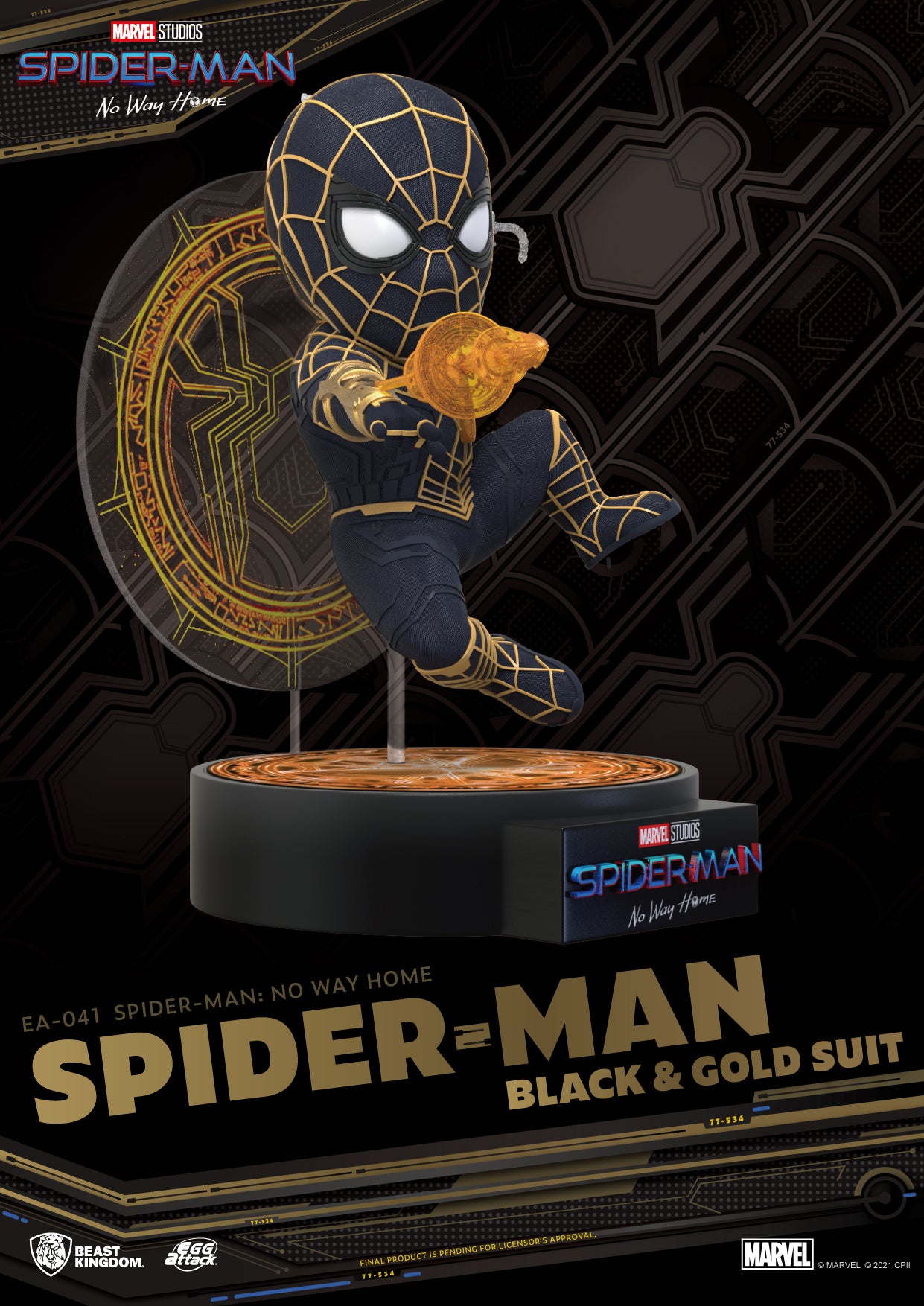 Beast Kingdom EA-041 Marvel Spider-Man: No Way Home Spider-Man Black & Gold Suit Egg Attack Figure