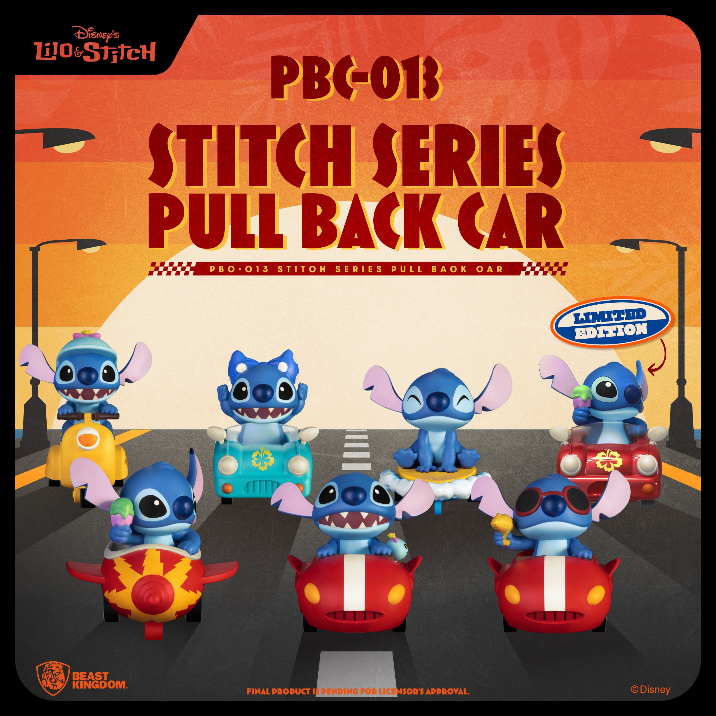Jouet Beast kingdom toys Lilo & Stitch Pull Back Car Series pack 6 voitures