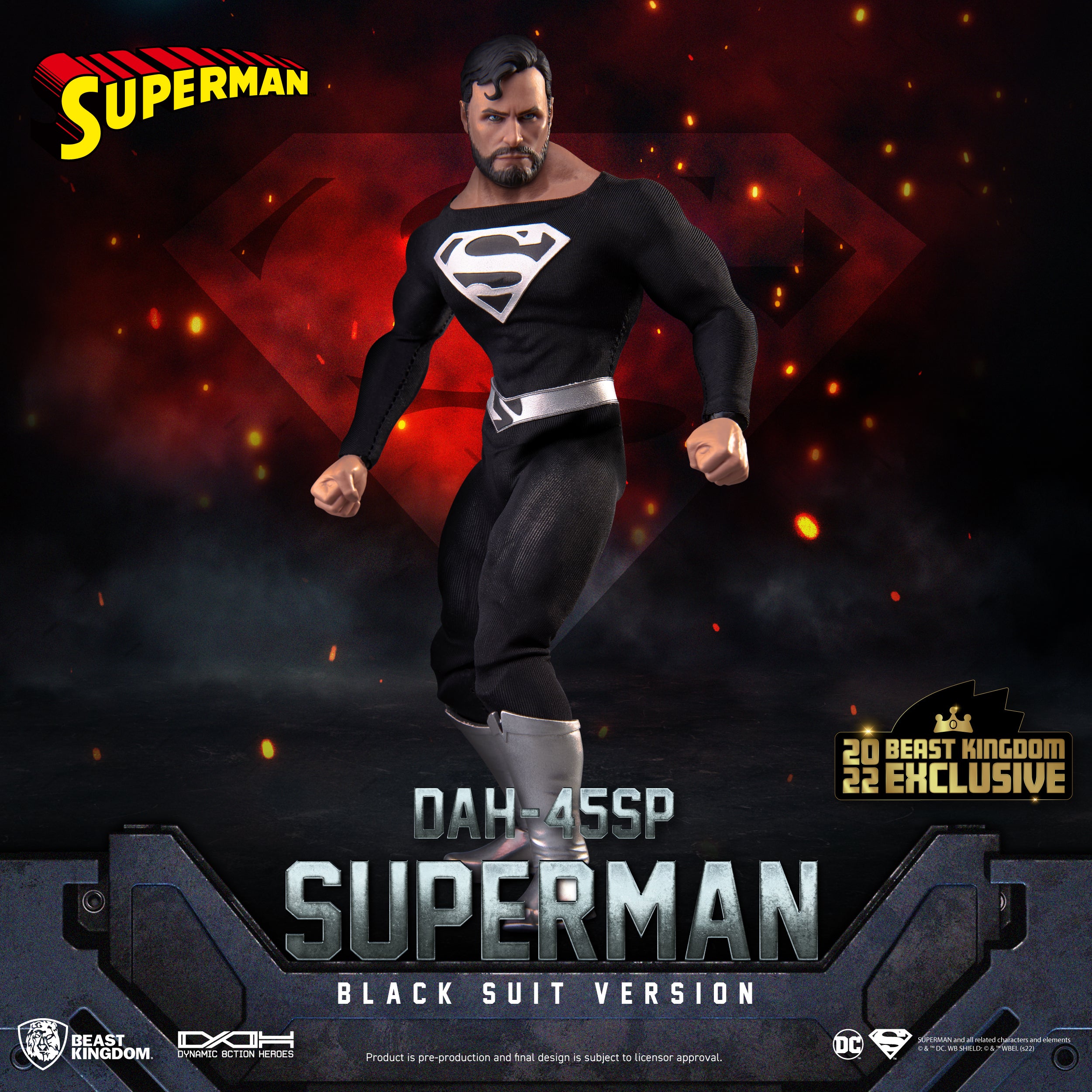 Beast Kingdom DAH-045SP WARNER BROS DC COMICS Superman Black Suit 1:9 Scale Dynamic 8ction Heroes Action Figure