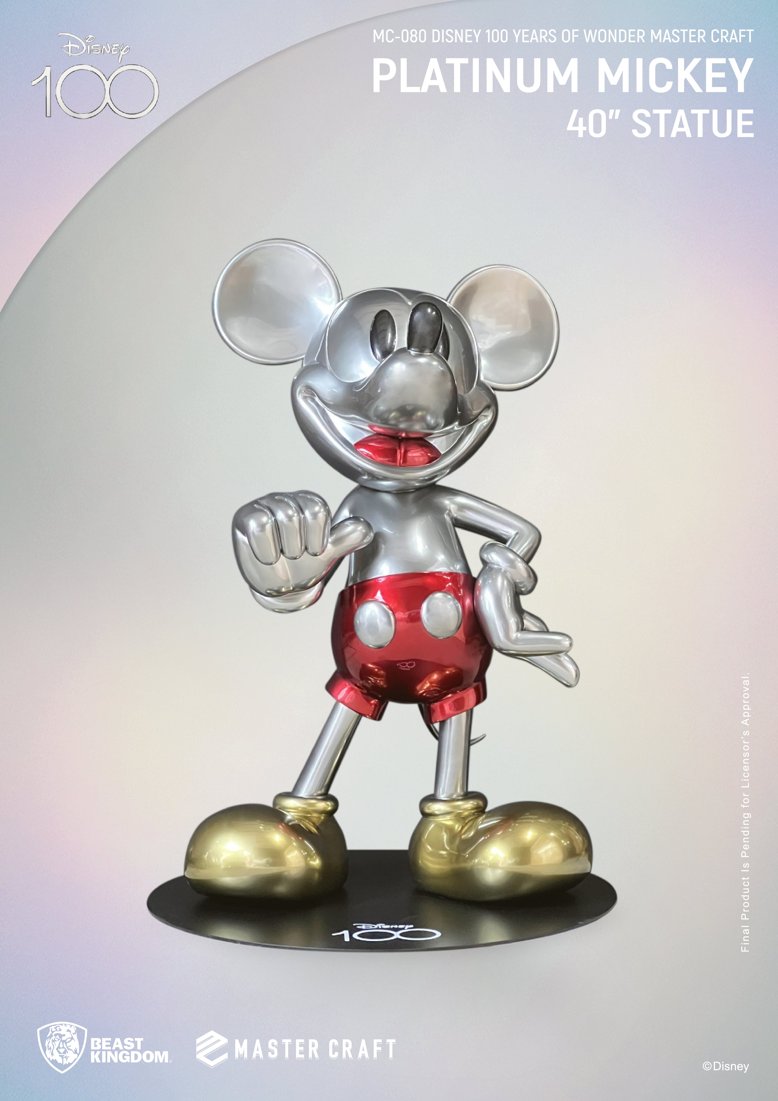 Beast Kingdom MC-080 Disney 100 Years of Wonder Master Craft Platinum  Mickey 40
