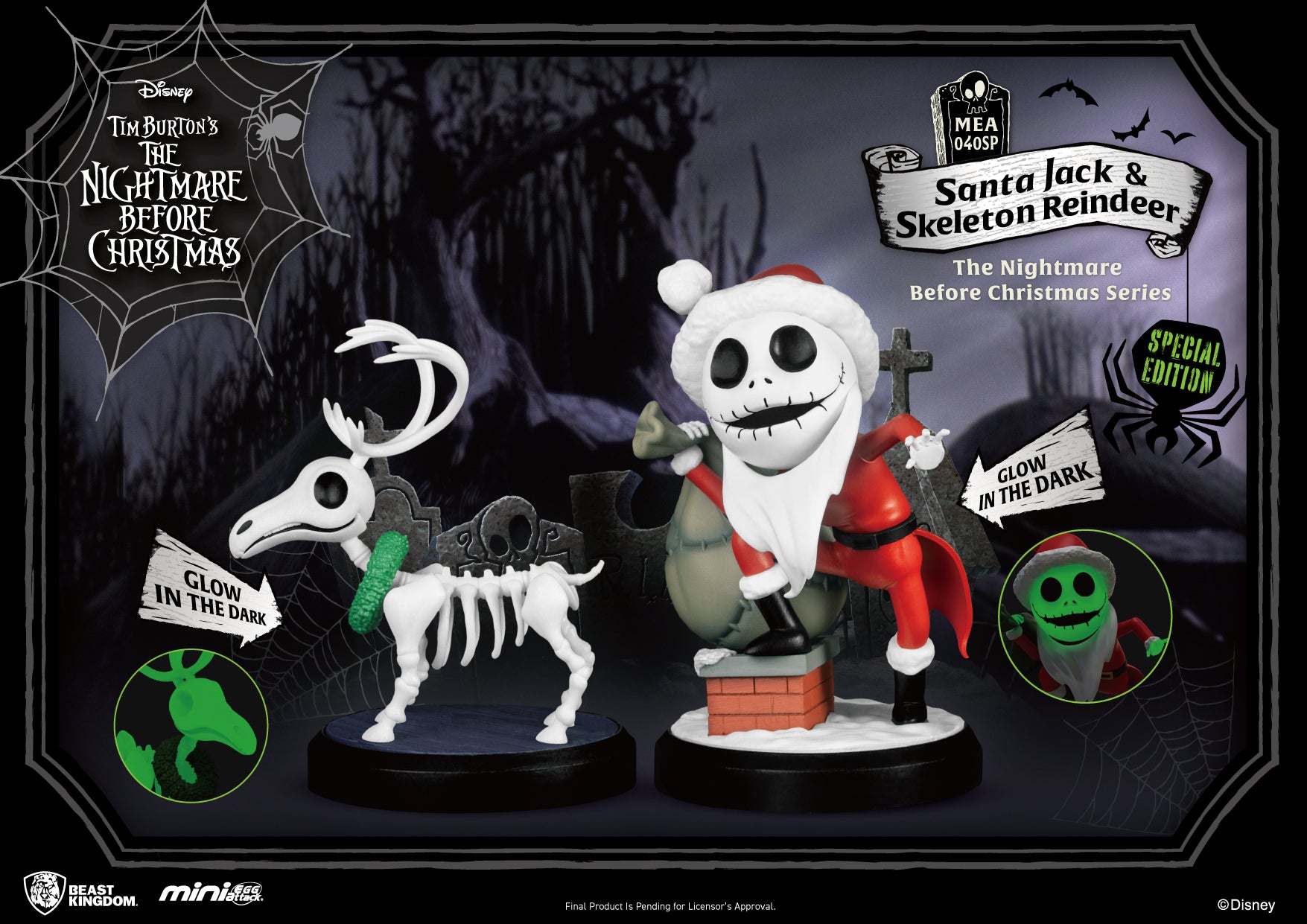 Beast Kingdom MEA-040SP The Nightmare Before Christmas Series Santa jack & Skeleton Reindeer Mini Egg Attack Figure
