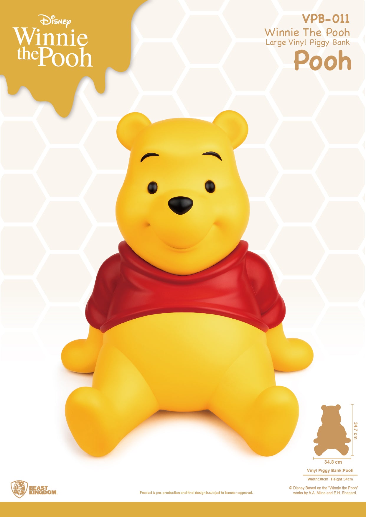 Beast Kingdom VPB-011 Disney Winnie The Pooh: Pooh Large Vinyl Piggy Bank